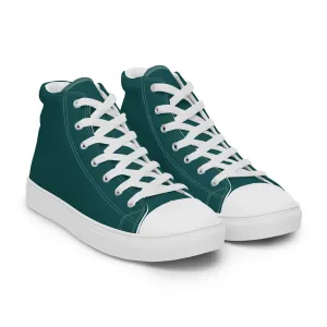 Men’s Smoke Green high top canvas shoes, Men's Dark Green High Top Sneakers