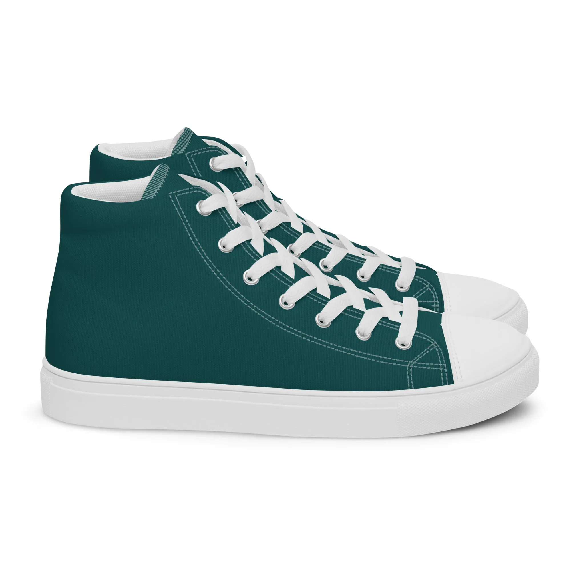 Men’s Smoke Green high top canvas shoes, Men's Dark Green High Top Sneakers