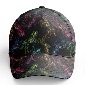 Neon Floral Horses Snapback Hat
