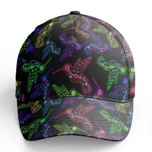 Neon Floral Hummingbirds Snapback Hat