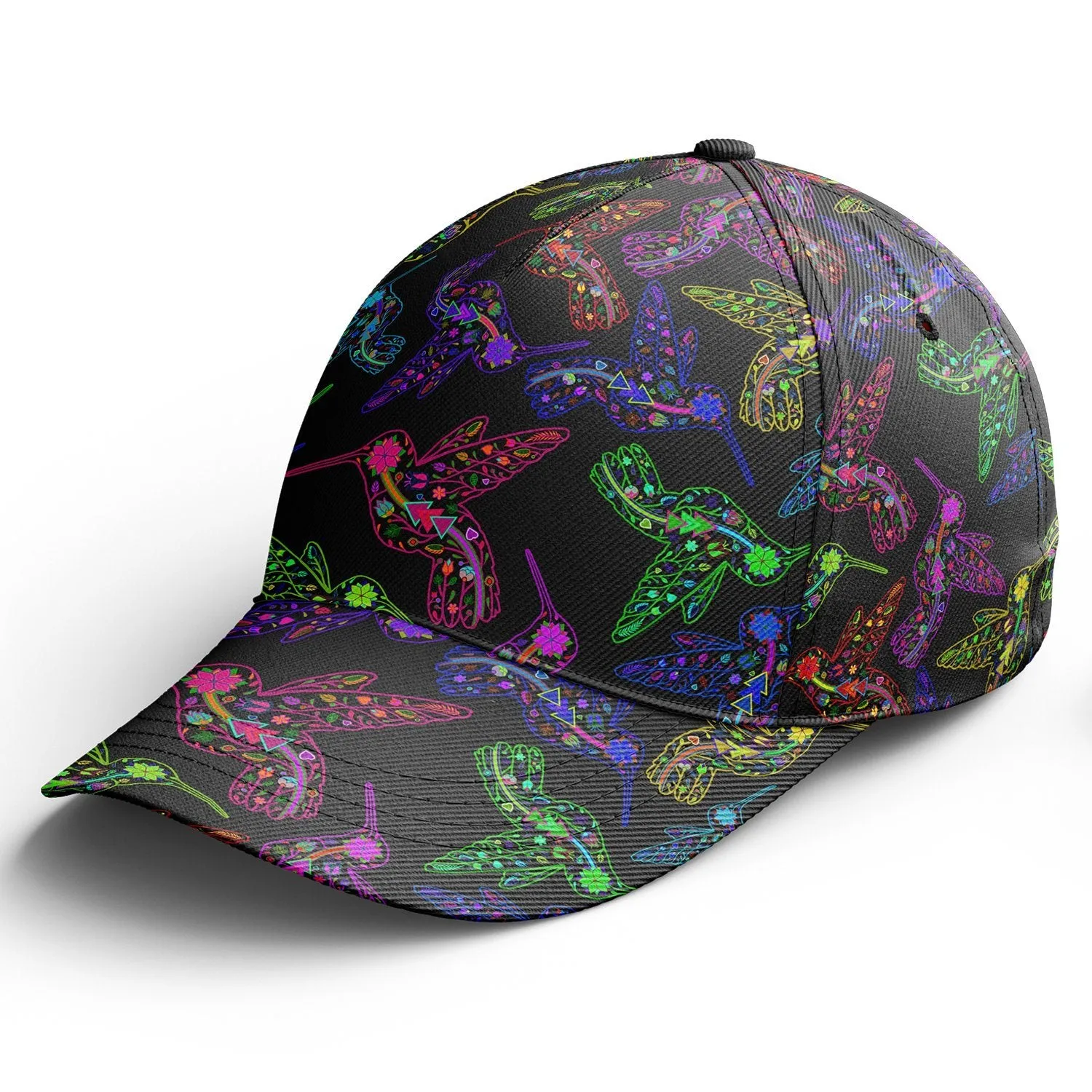 Neon Floral Hummingbirds Snapback Hat