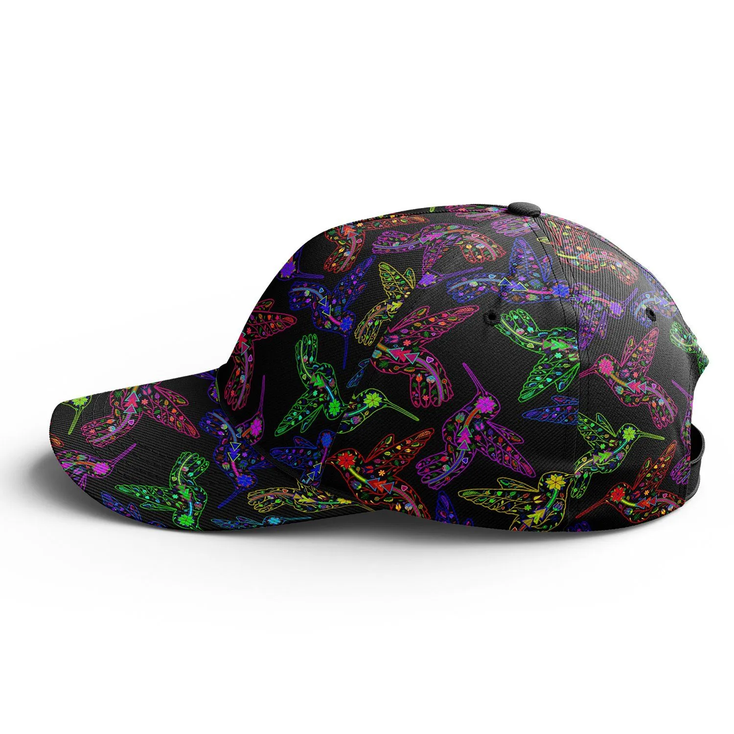 Neon Floral Hummingbirds Snapback Hat