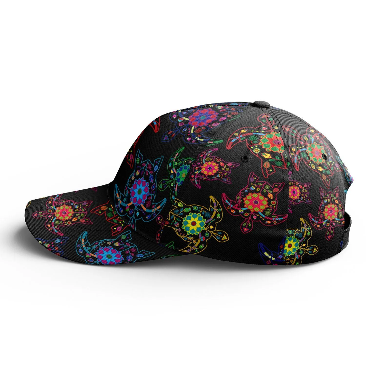 Neon Floral Turtles Snapback Hat