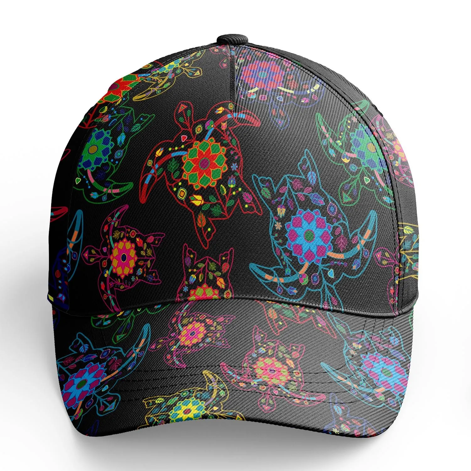 Neon Floral Turtles Snapback Hat