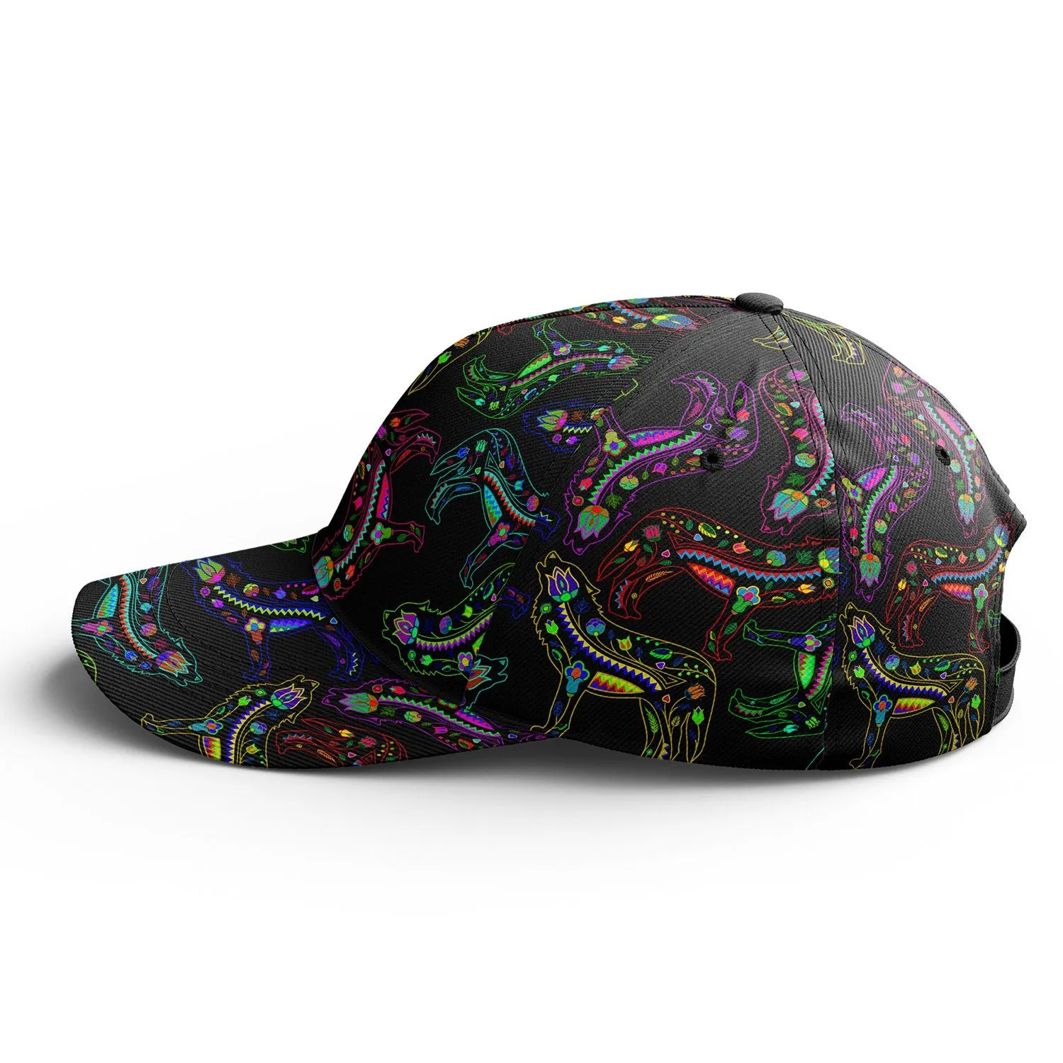 Neon Floral Wolves Snapback Hat