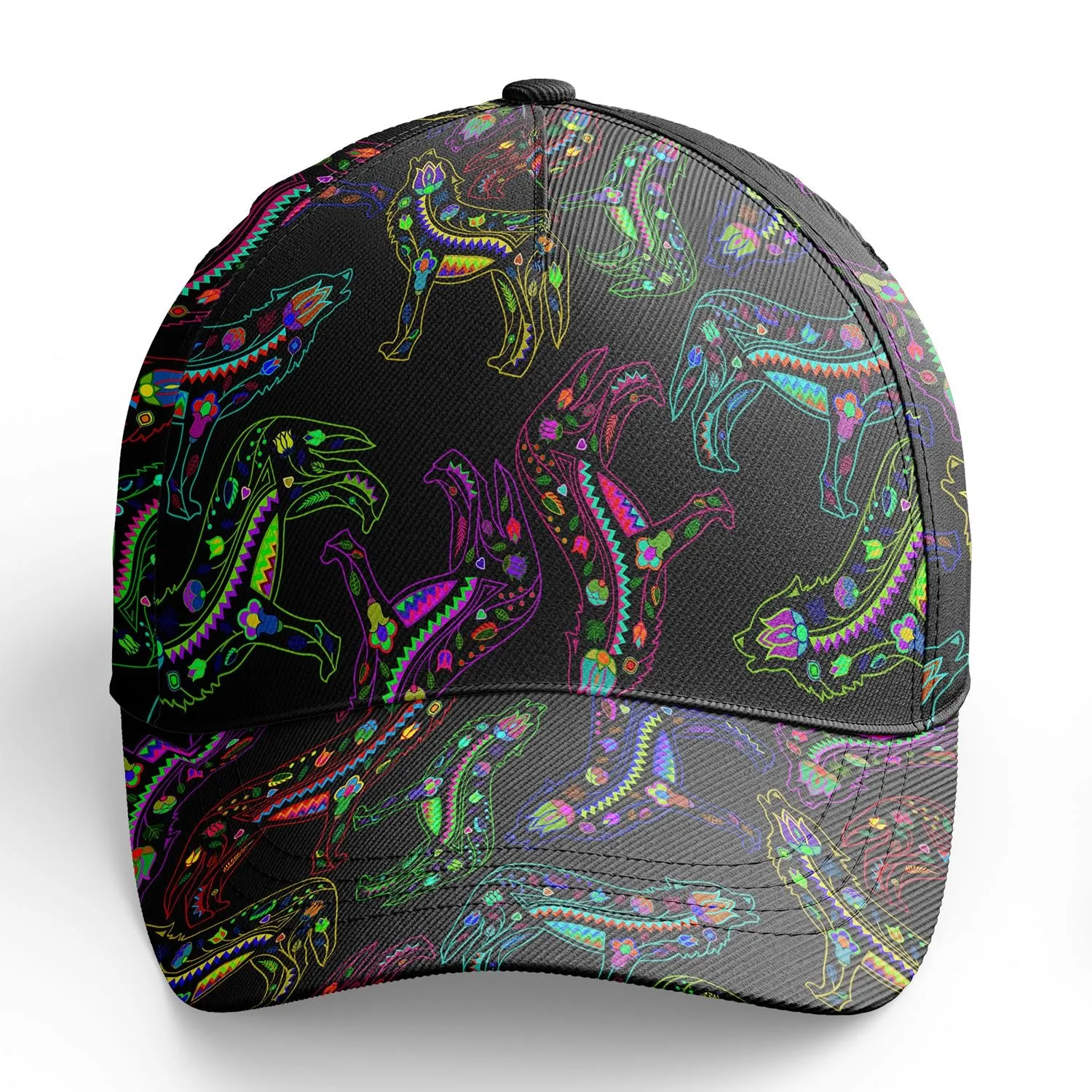 Neon Floral Wolves Snapback Hat