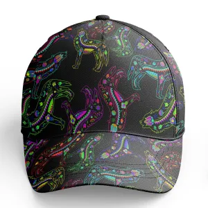 Neon Floral Wolves Snapback Hat