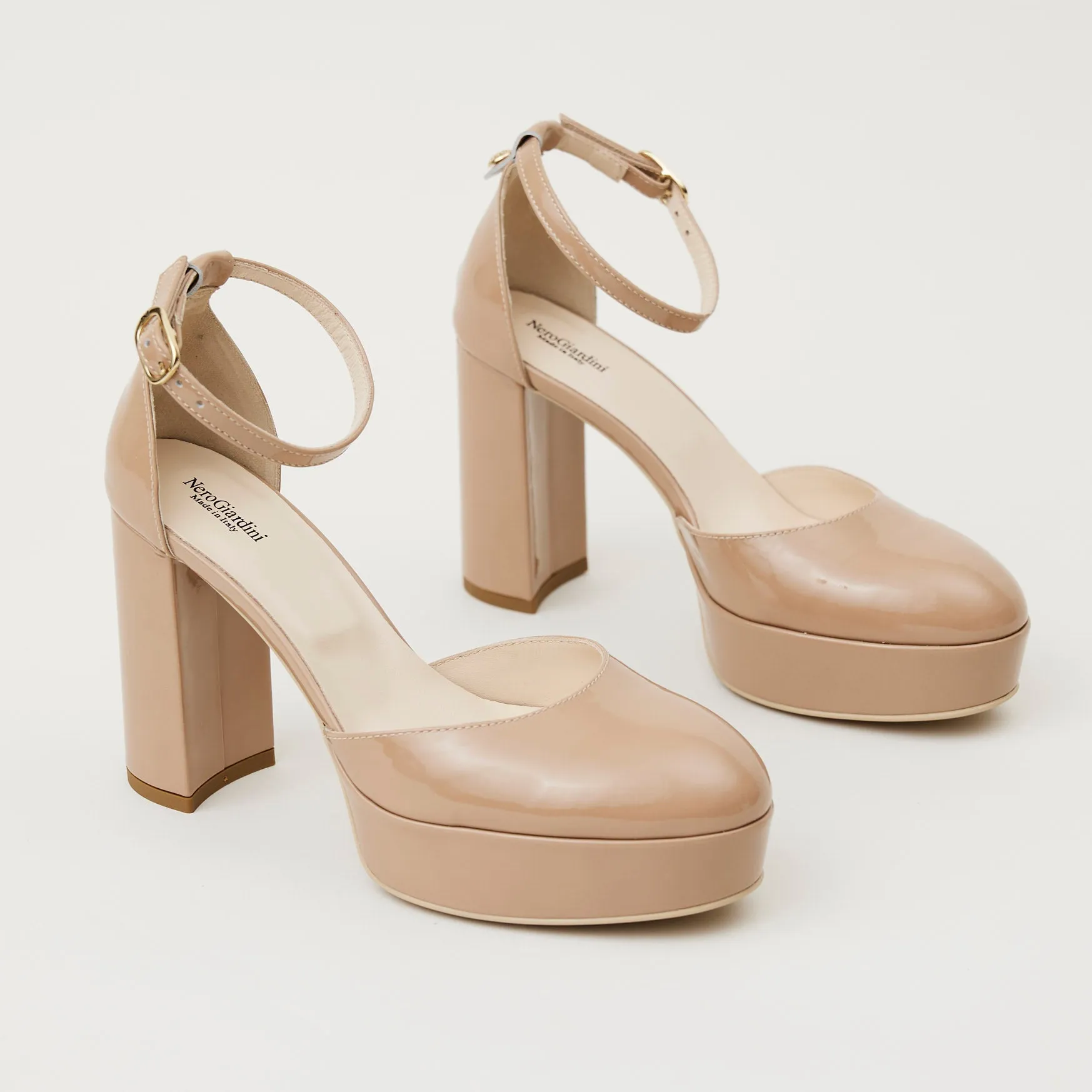 NeroGiardini Nude Patent Leather Platforms