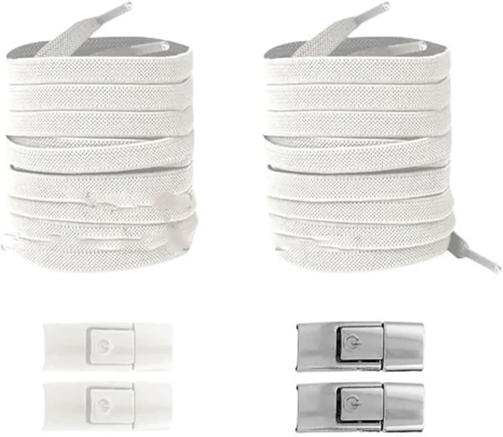 New Without Ties Elastic Laces No Tie Shoe Laces Press Lock Shoelaces Sneaker Kids Adult 8MM Widened Flat Shoelace for Shoes