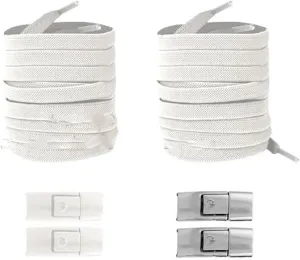 New Without Ties Elastic Laces No Tie Shoe Laces Press Lock Shoelaces Sneaker Kids Adult 8MM Widened Flat Shoelace for Shoes