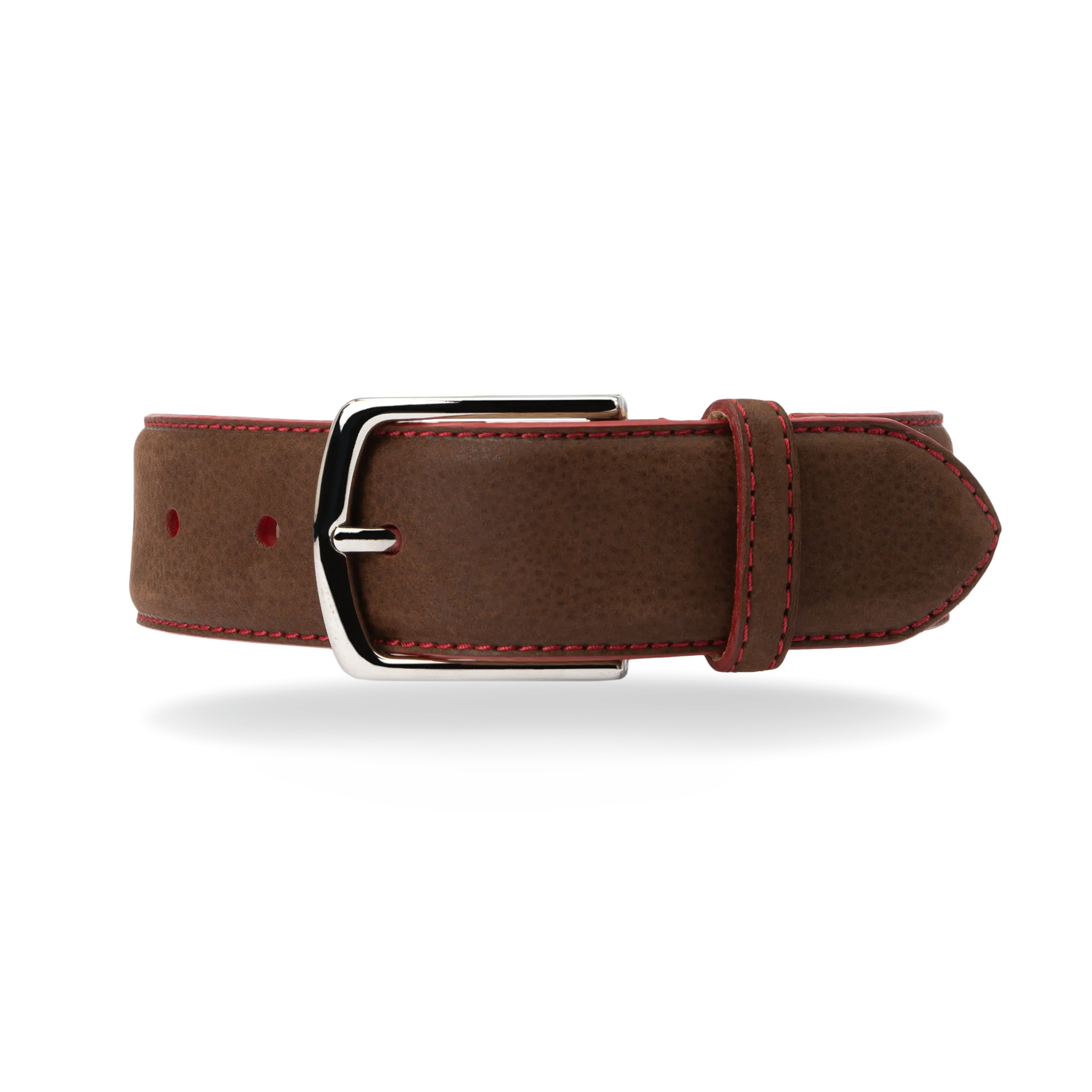 Nubuck Belt - Brown Nubuck/Red Stitch