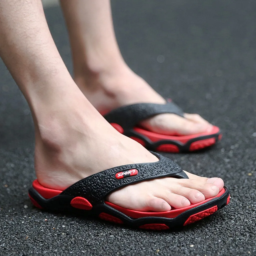 Open Toe Slippers Fashion Beach  Massage Bathroom Flip Flops Tongs Homme