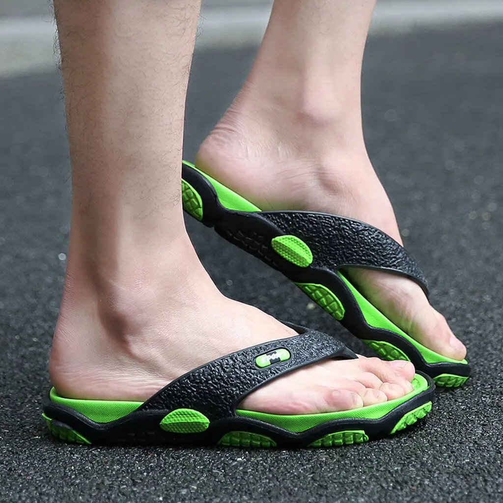 Open Toe Slippers Fashion Beach  Massage Bathroom Flip Flops Tongs Homme