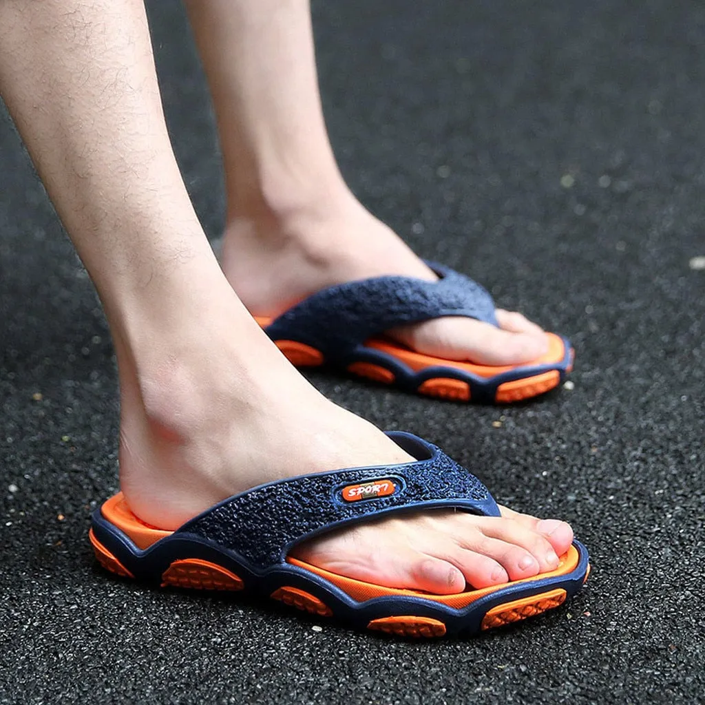 Open Toe Slippers Fashion Beach  Massage Bathroom Flip Flops Tongs Homme