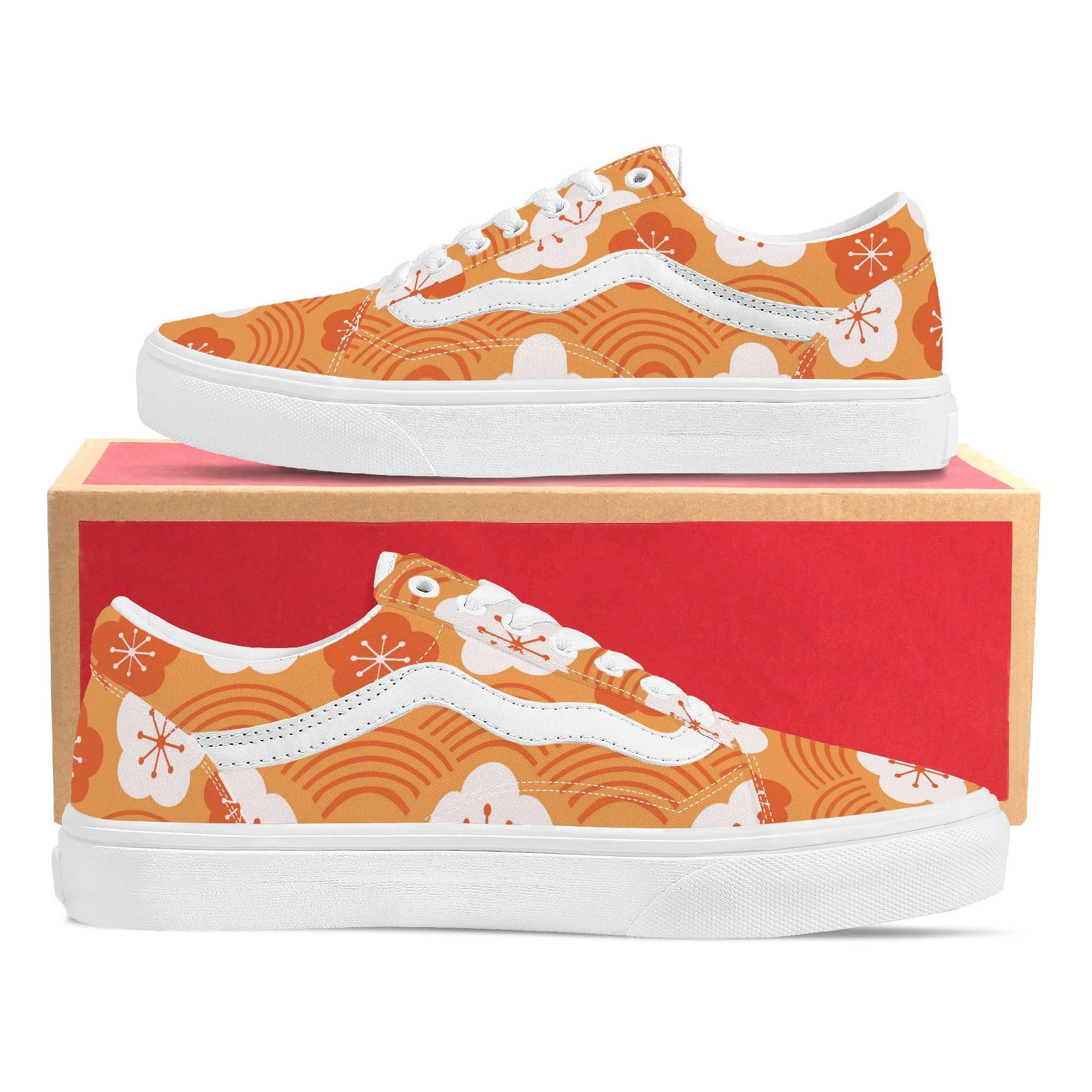 Orange Low Top Flat Sneaker