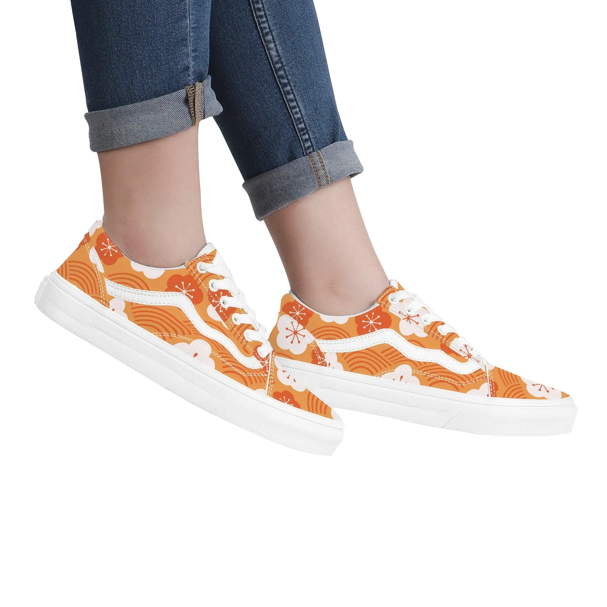 Orange Low Top Flat Sneaker