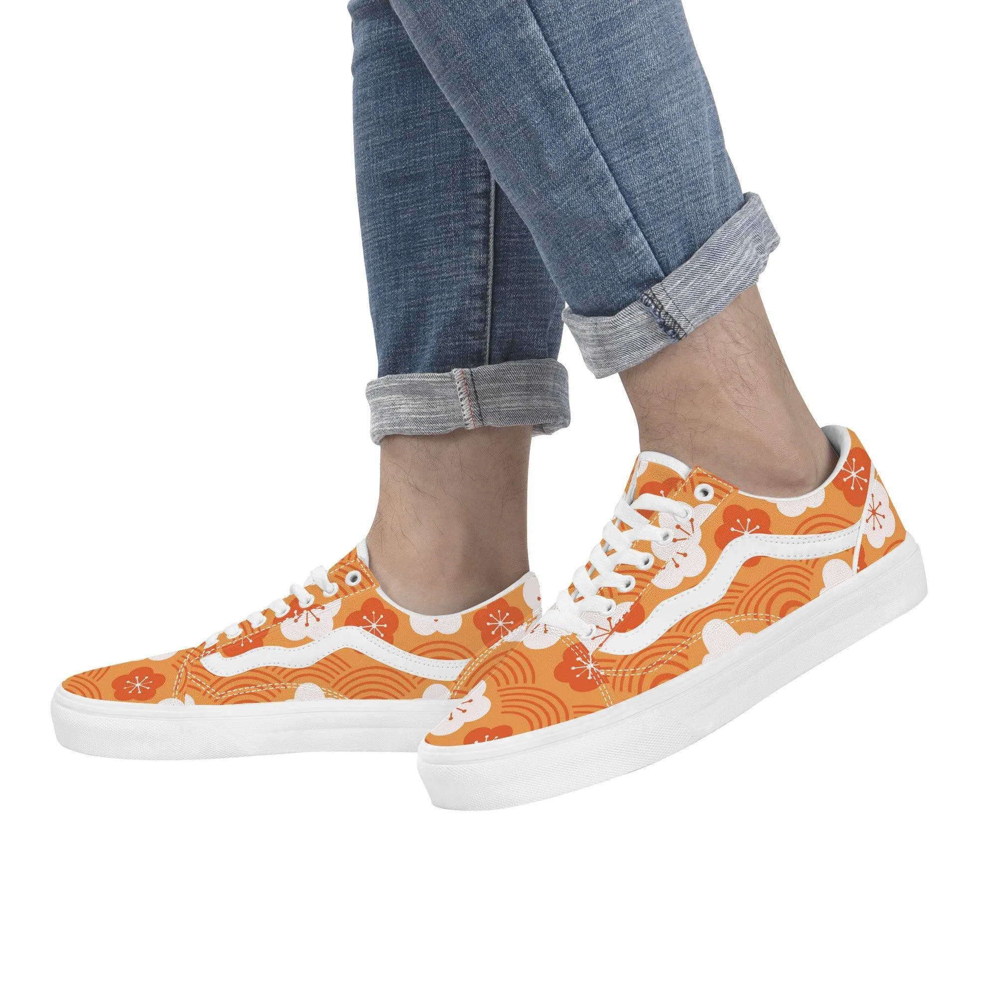 Orange Low Top Flat Sneaker