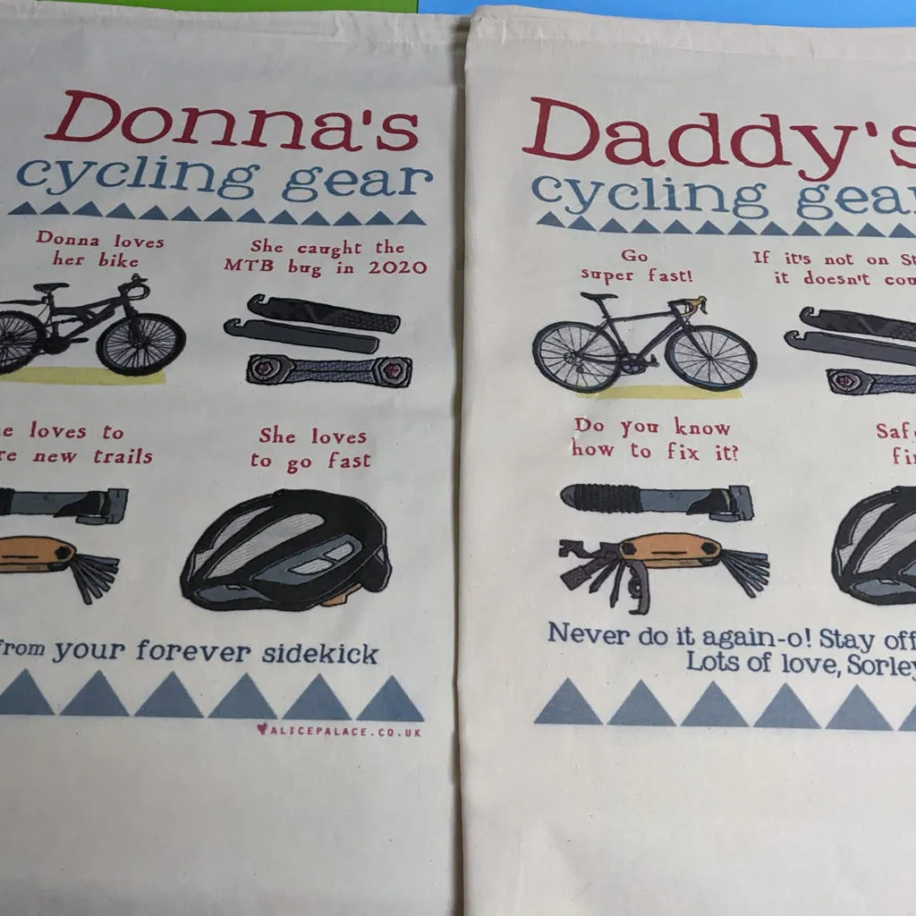 Personalised Cycling Story Sack
