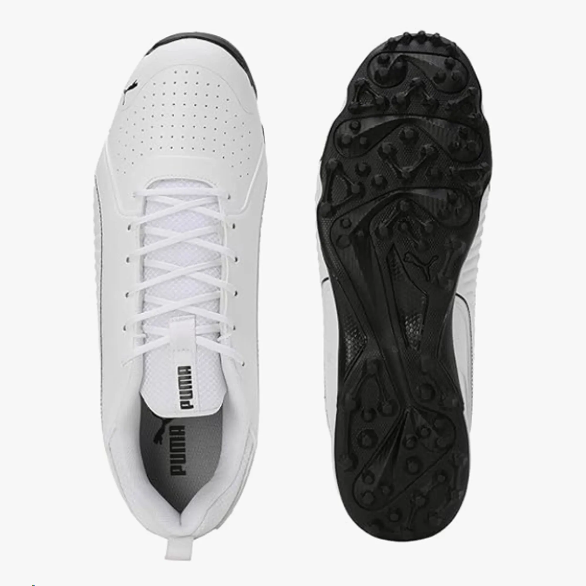 Puma Cricket Pitch Pro Unisex Cricket Shoes (White/Black) 10823901