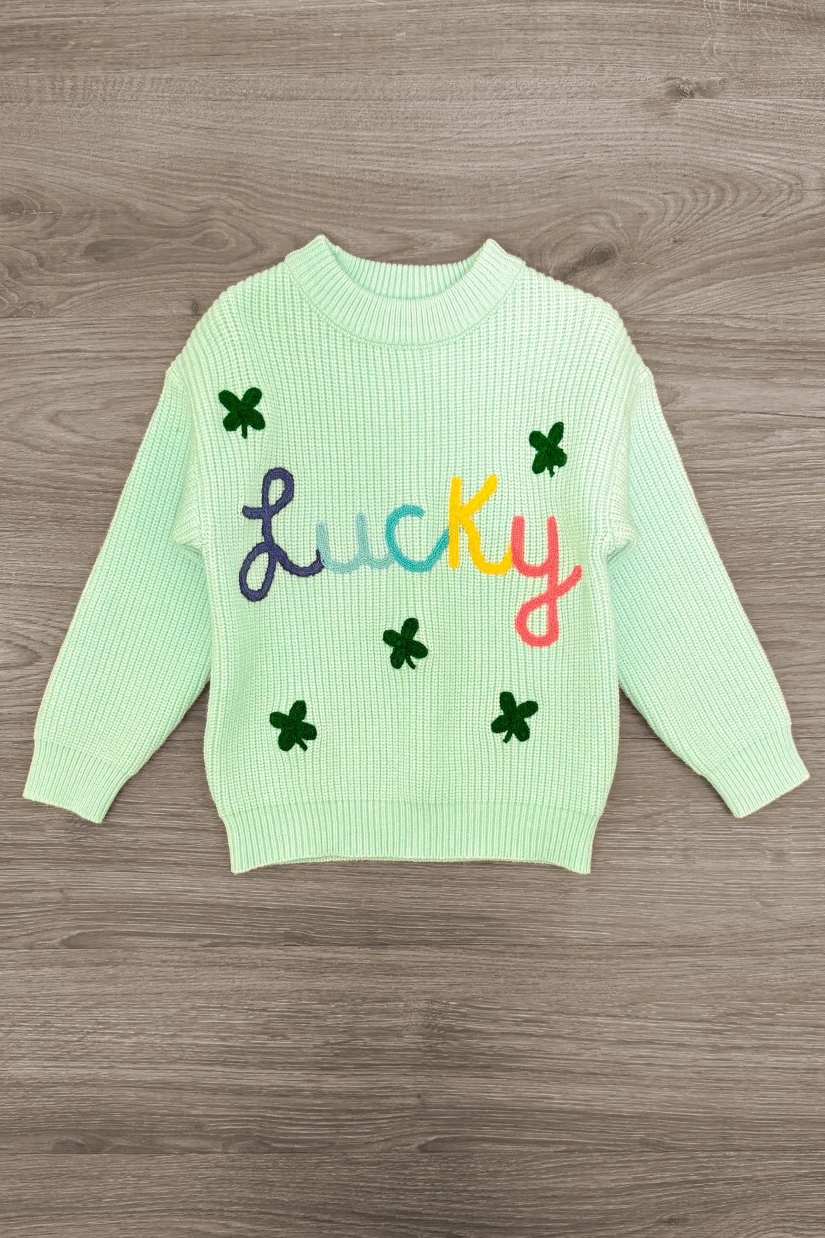 "Lucky" Mint Knit Sweater
