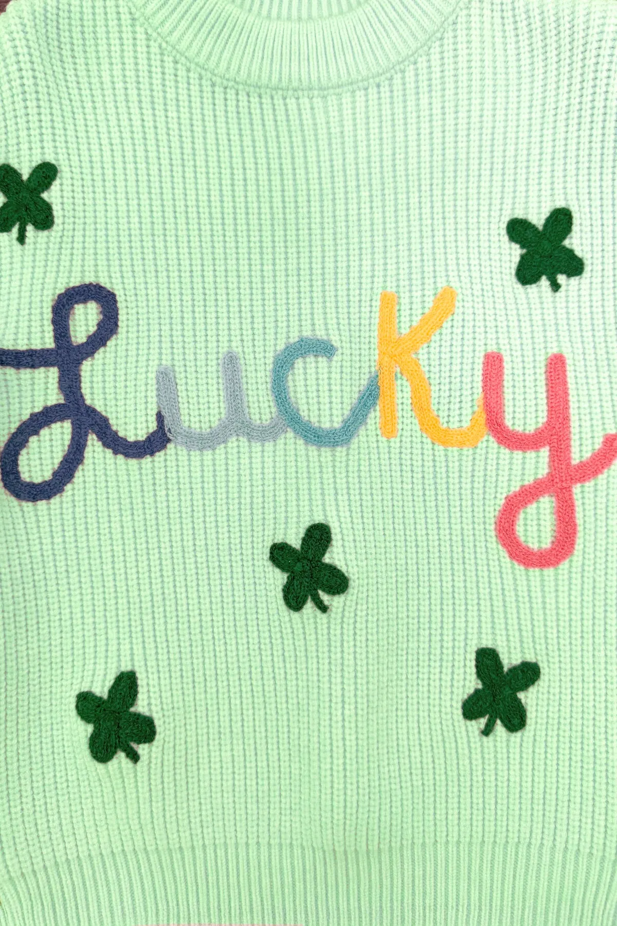 "Lucky" Mint Knit Sweater