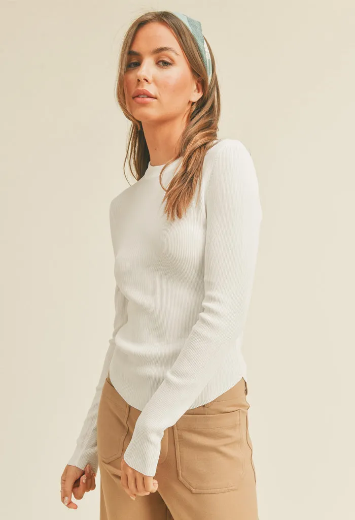 Rebecca Ribbed Top-White