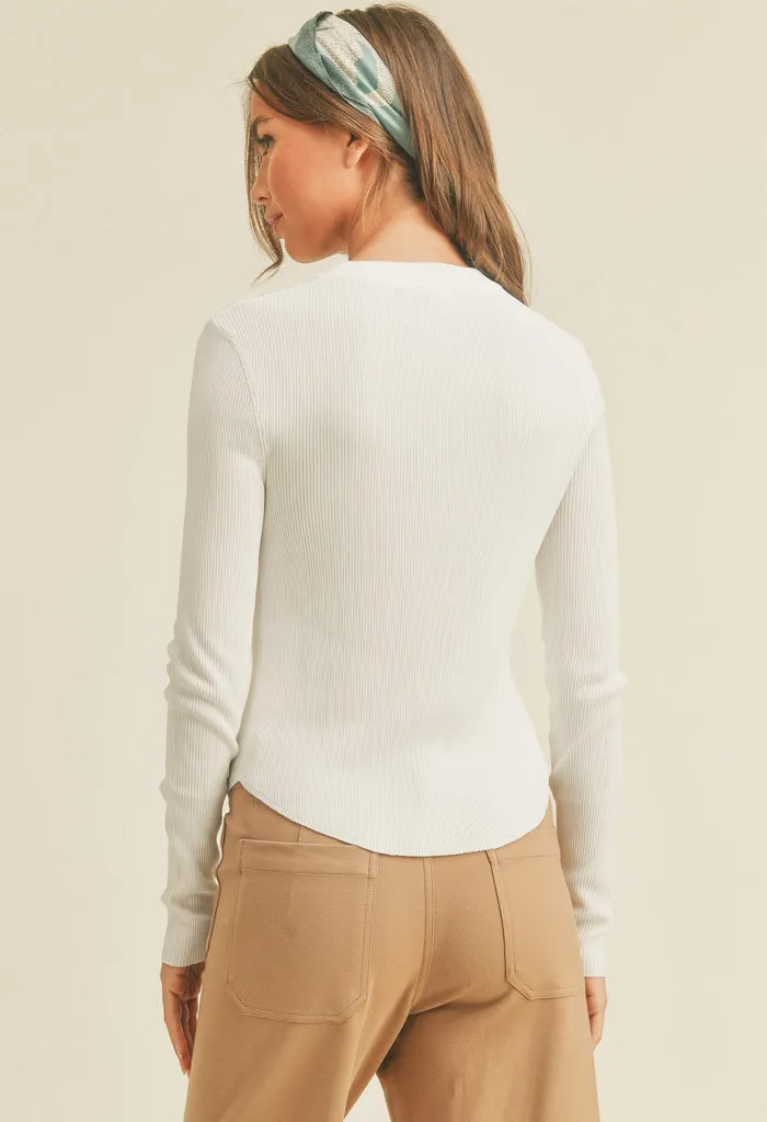 Rebecca Ribbed Top-White