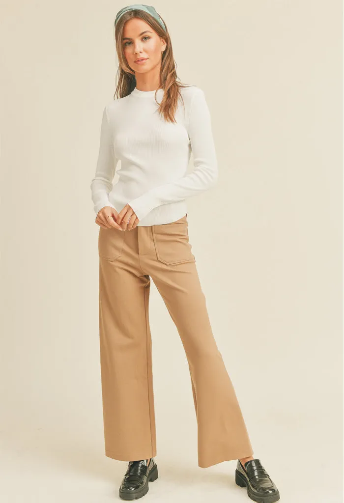 Rebecca Ribbed Top-White
