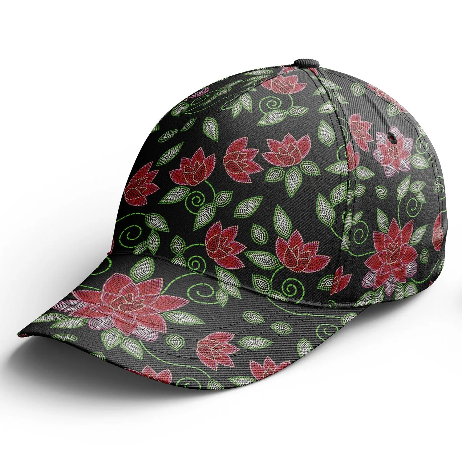 Red Beaded Rose Snapback Hat