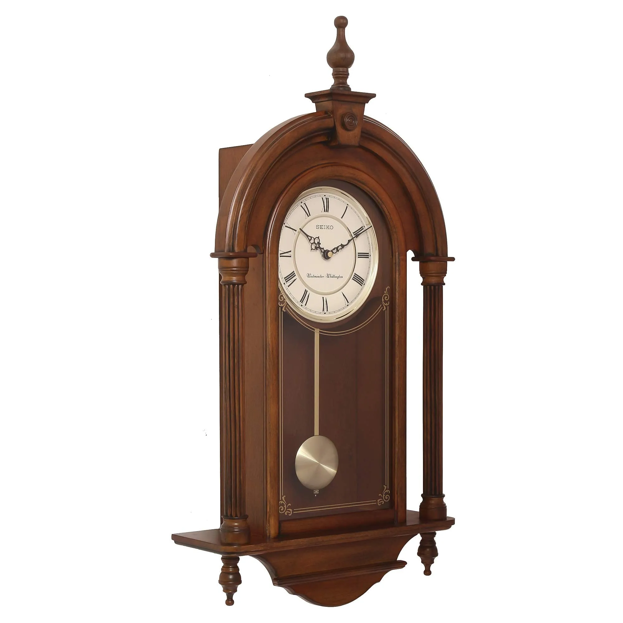 SEIKO Wooden Designer Dial Pendulum Musical Wall Clock (Brown)