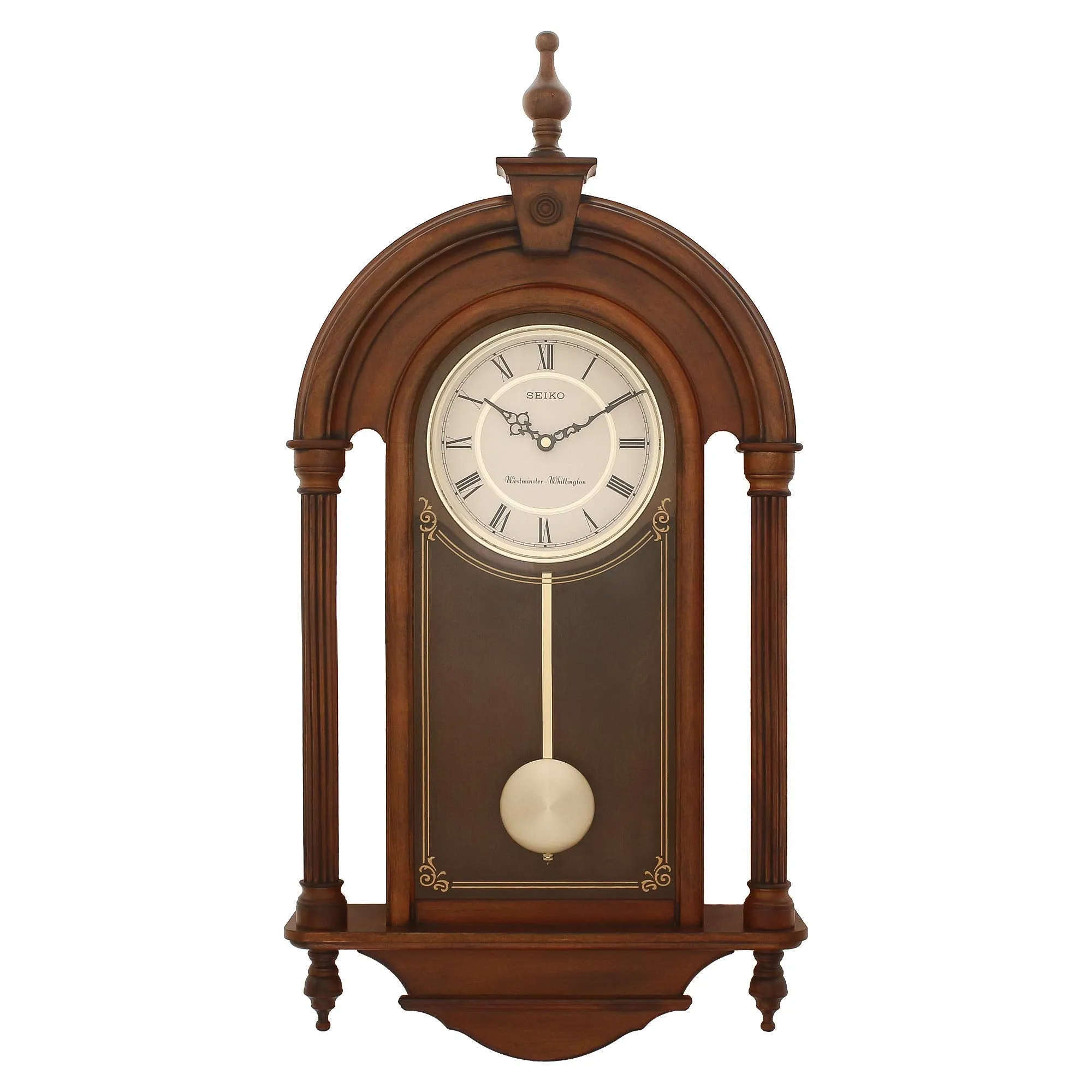 SEIKO Wooden Designer Dial Pendulum Musical Wall Clock (Brown)