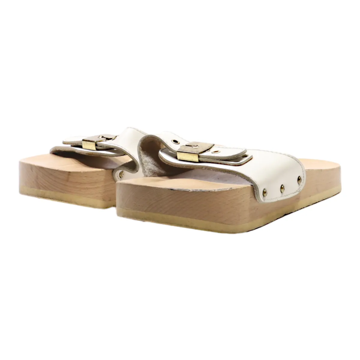 Slider Sandals Cream Leather Womens UK 5
