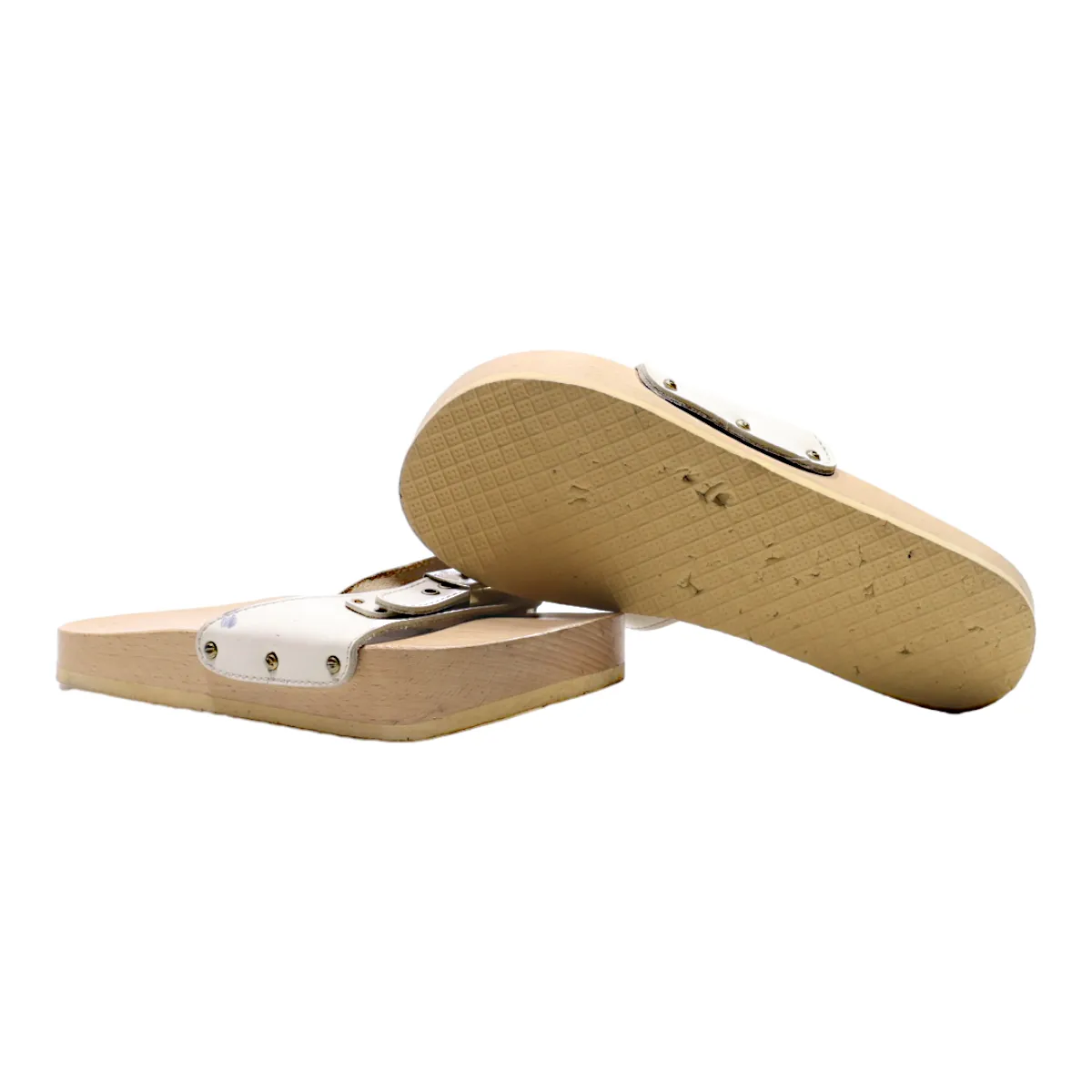 Slider Sandals Cream Leather Womens UK 5