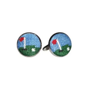 Smathers & Branson Golf Green Needlepoint Cufflinks