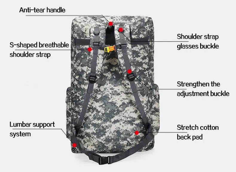 Sport Trekking Camping Travel Large Practical Backpack Outdoor Waterproof Luggage Bag 120L