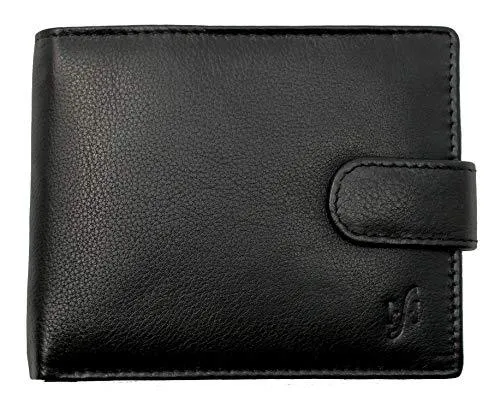 STARHIDE Mens RFID Blocking Classic Bifold Coin Pocket Leather Wallet with Gift Box 1110 Black