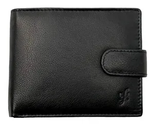 STARHIDE Mens RFID Blocking Classic Bifold Coin Pocket Leather Wallet with Gift Box 1110 Black