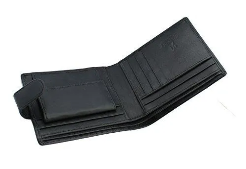STARHIDE Mens RFID Blocking Classic Bifold Coin Pocket Leather Wallet with Gift Box 1110 Black