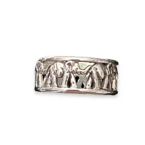 Sterling Silver Elephants Band Ring
