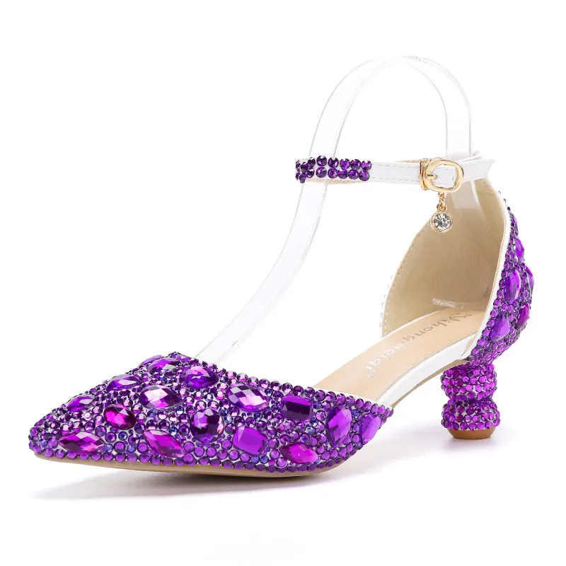 Summer Blue Pointed Pump with Multicolor Fashion Party Shoes-2