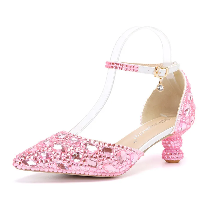 Summer Blue Pointed Pump with Multicolor Fashion Party Shoes-2