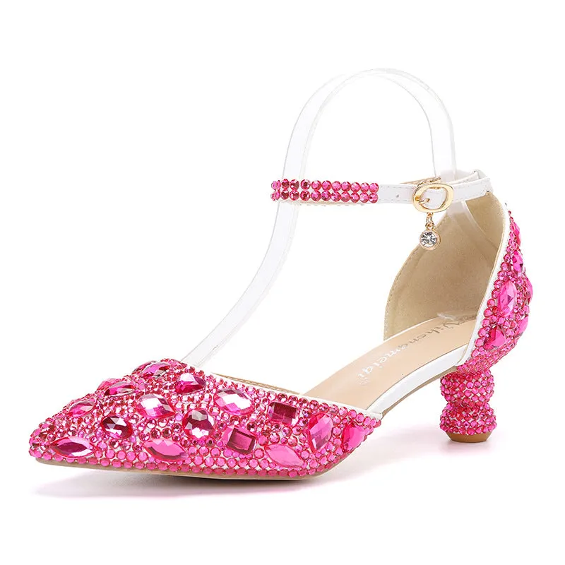 Summer Blue Pointed Pump with Multicolor Fashion Party Shoes-2