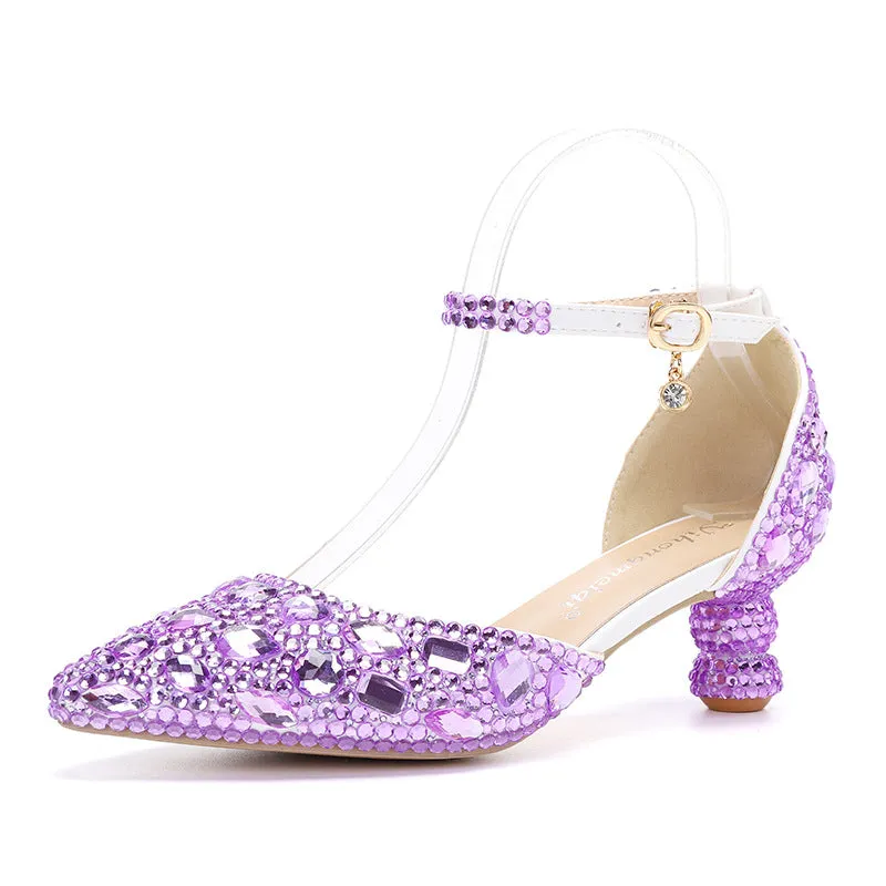 Summer Blue Pointed Pump with Multicolor Fashion Party Shoes-2