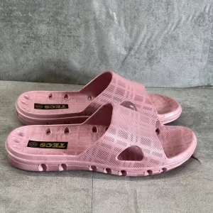 TECS Women's Rose Pink PVC Round-Toe Slide Sandals SZ 7