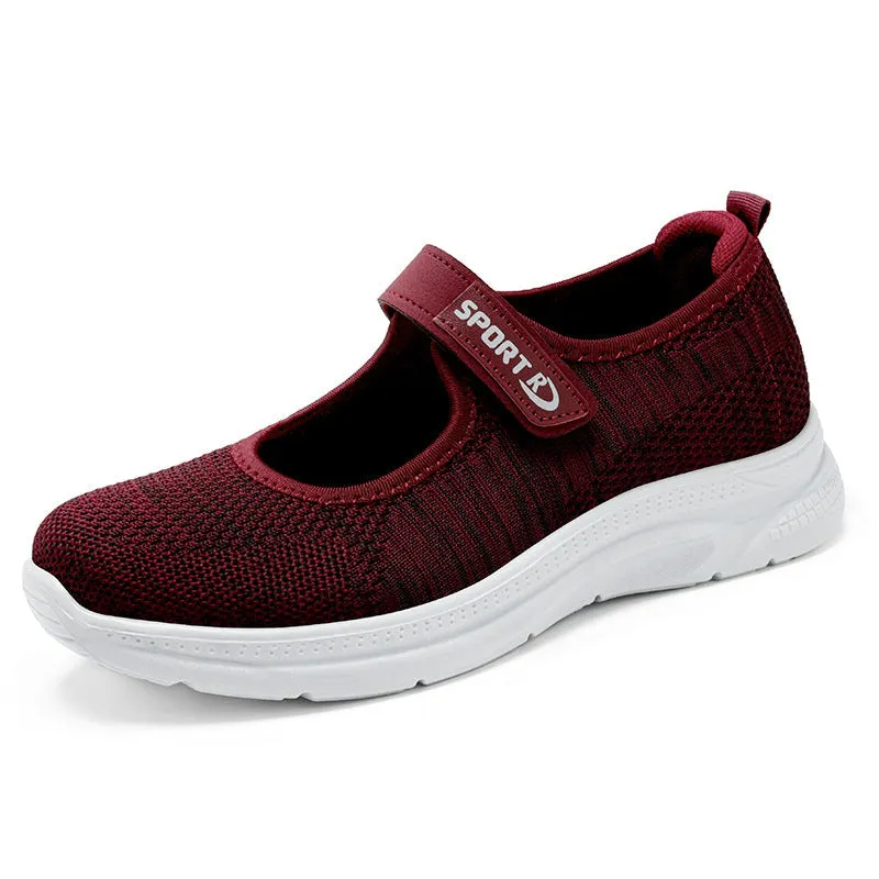 Velcro Knit Womens Mary Jane Casual Flats