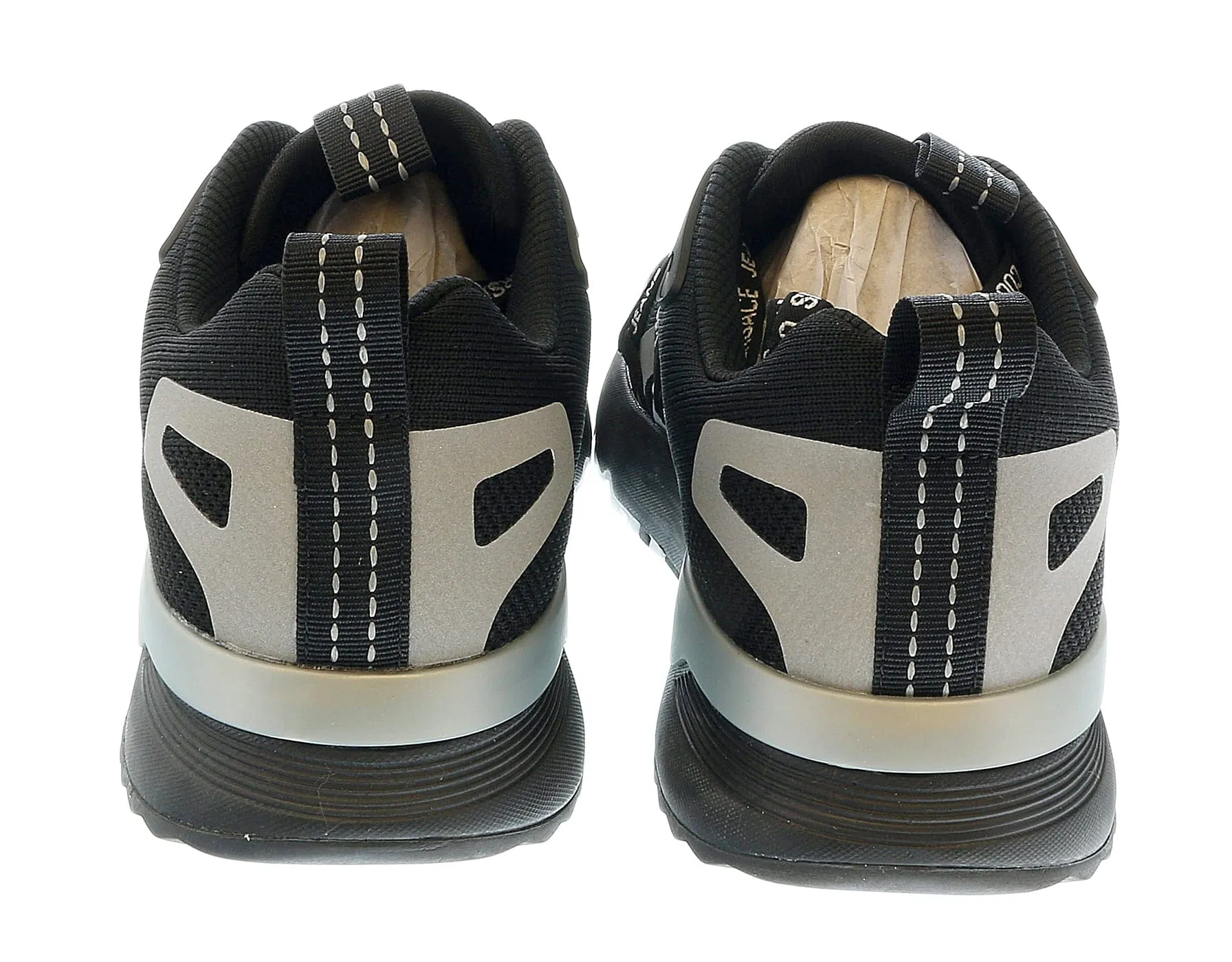 Versace Jeans Couture Black Metallic Grey Lace Up Fashion Athletic Sneakers-