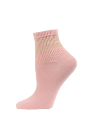 Women's Shimmer Sports Stripe Cotton Blend Anklet Sock