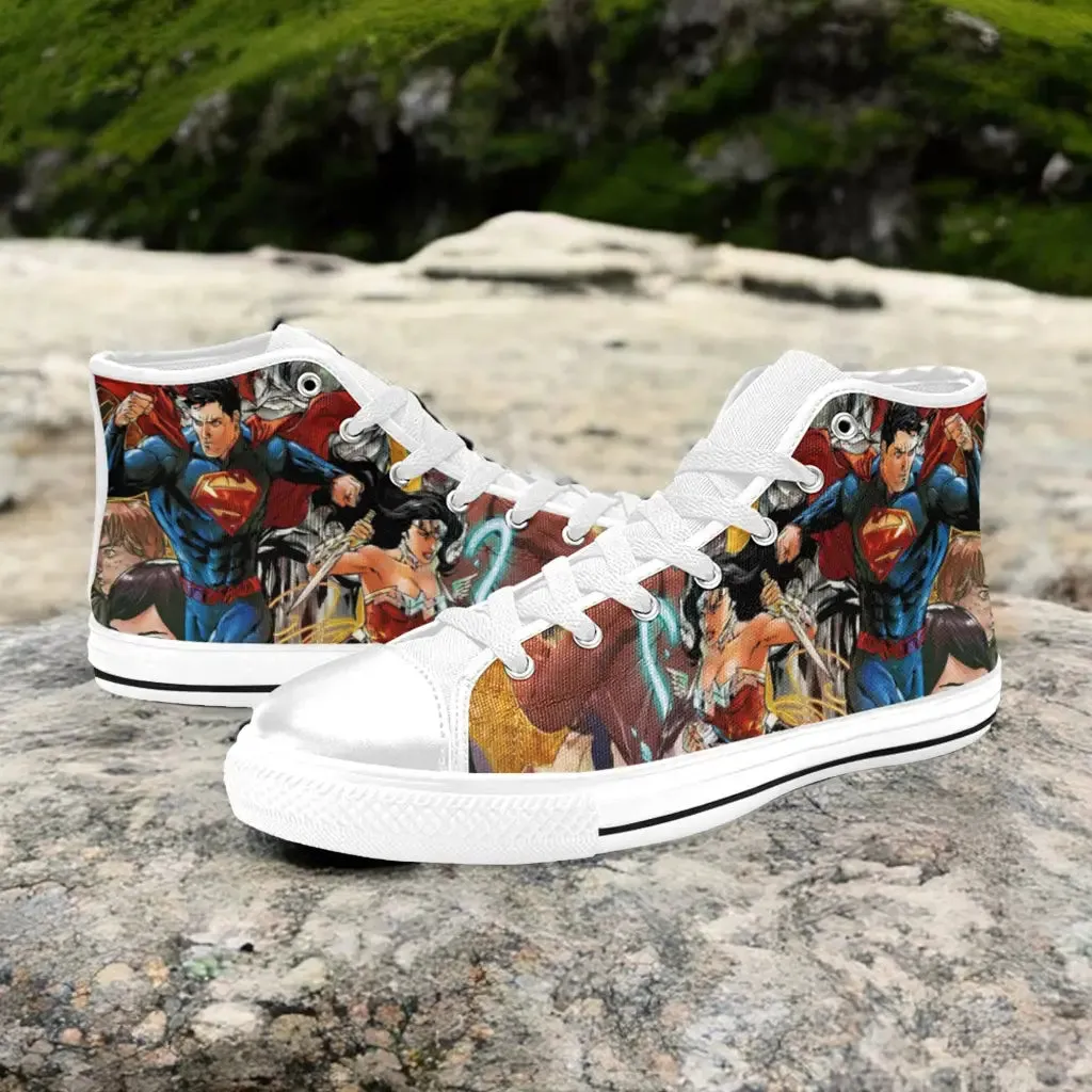 Wonder Woman Superman Shoes High Top Sneakers for Kids and Adults